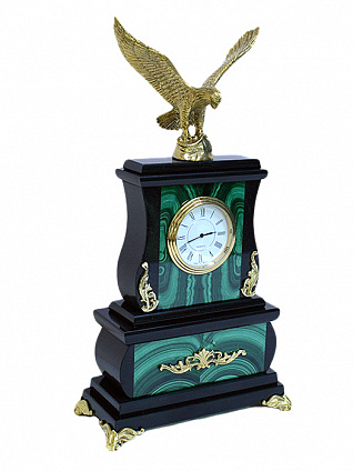 Часы из натурального малахита "Орел"