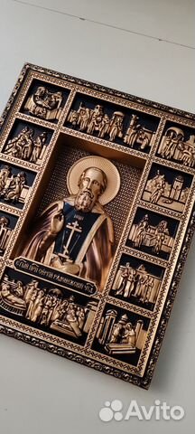 Резная Икона Сергий Радонежский Резная Икона Сергий Радонежский