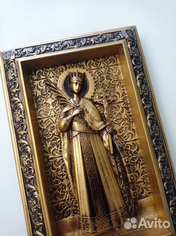 Резная Икона Святая Екатерина Резная Икона Святая Екатерина