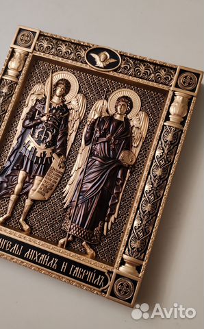 Резная Икона Архангелы Михаил и Гавриил Резная Икона Архангелы Михаил и Гавриил