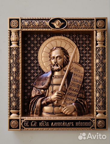 Икона резная Александр Невский Икона резная Александр Невский