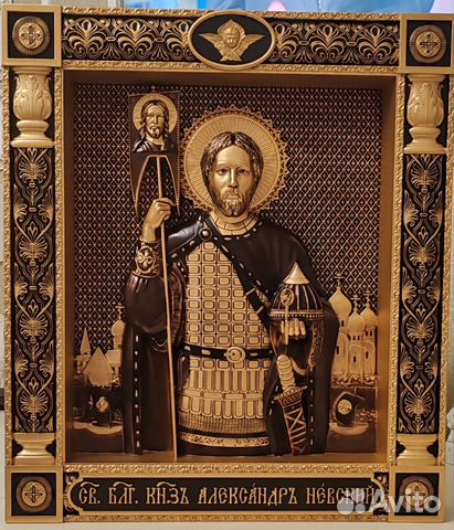 Икона резная Александр Невский Икона резная Александр Невский