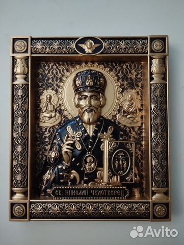 Резная Икона из дерева. Святой Николай Чудотворец Резная Икона из дерева. Святой Николай Чудотворец