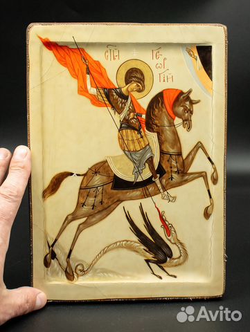Икона "Святой Георгий Победоносец" дерево, ручная Икона "Святой Георгий Победоносец" дерево, ручная