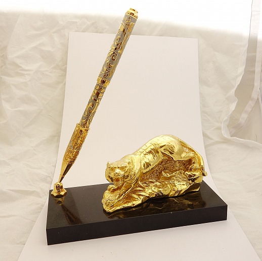 Ручка на подставке "Тигр". Златоуст