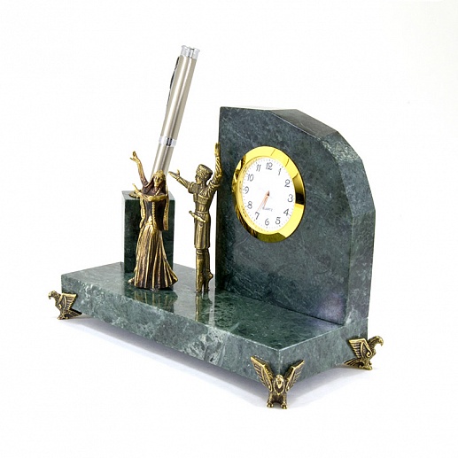 Бронзовый настольный набор с часами "Горец и горянка"