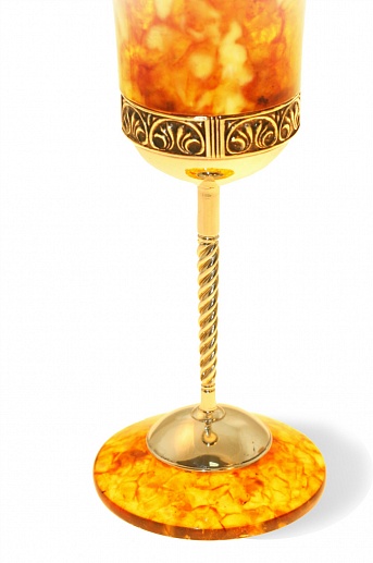 Подарочный бокал для вина из камня (янтарь)