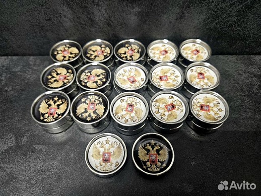 Комплект стальных фишек для нард «Герб России» Комплект стальных фишек для нард «Герб России»