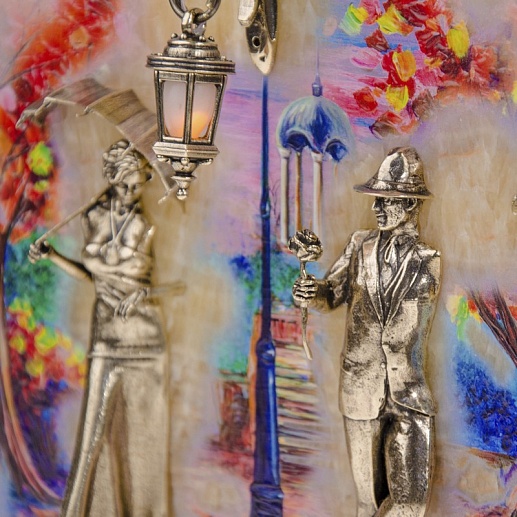 Бронзовая картина "Пара. Кисловодск. Храм воздуха" с подсветкой