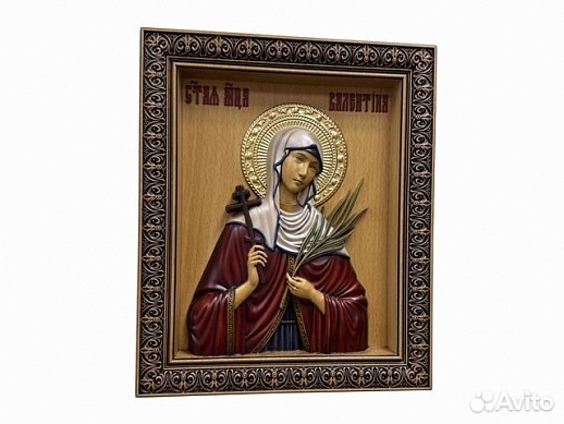 Святая Валентина резная икона из дерева Святая Валентина резная икона из дерева