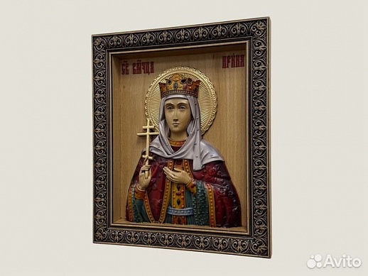 Икона резная из дерева Святая Ирина Икона резная из дерева Святая Ирина