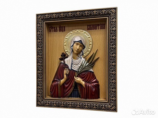 Святая Валентина резная икона из дерева Святая Валентина резная икона из дерева