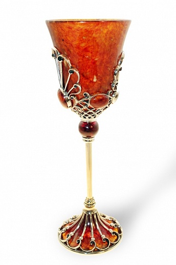 Подарочный бокал для вина из камня (янтарь)