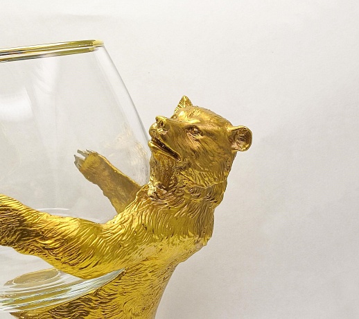Подарочный бокал для коньяка "Медведь" позолота