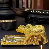 Сувенирная пепельница "Охота на медведя" в золоте.