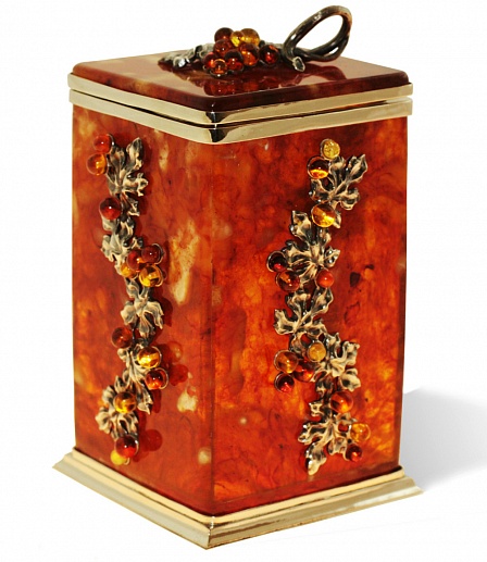 Оригинальная коробочка для чая из янтаря