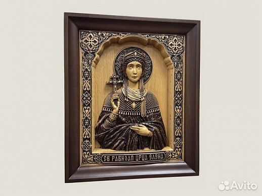 Святая Елена резная икона из дерева Святая Елена резная икона из дерева