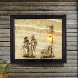 Бронзовая картина из оникса "Вечерняя прогулка" с подсветкой
