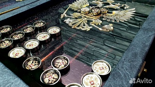 Стальные фишки для нард «Герб России» Стальные фишки для нард «Герб России»